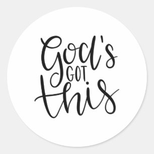 God's got this classic round sticker