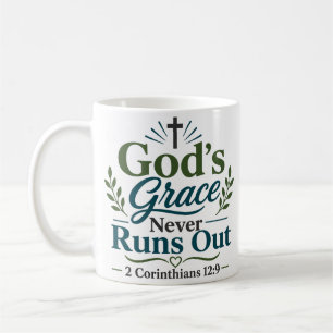 God's Grace Never Runs Out Inspirational Scripture Coffee Mug