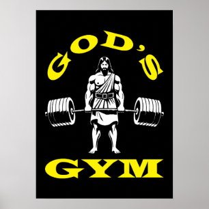 God's Gym, Funny Jesus Workout Bodybuilding Gym Poster