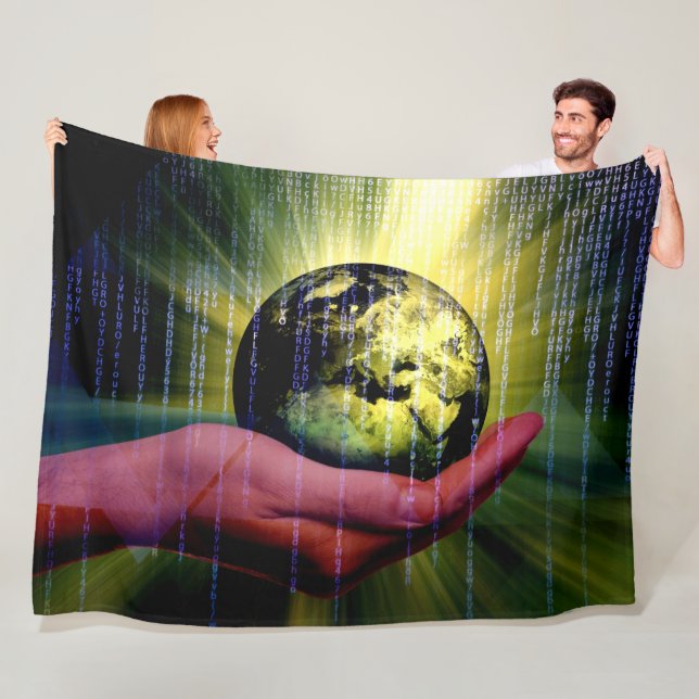 GOD'S HAND in BINARY Fleece Blanket (In Situ)
