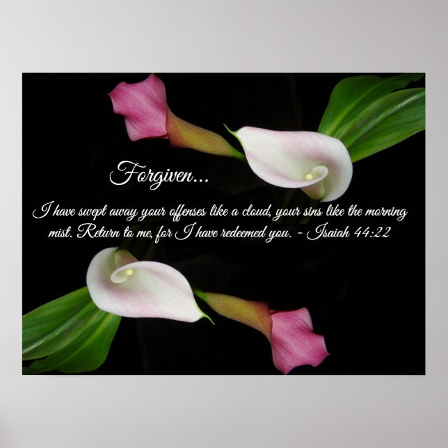 Gods Love Forgiven Calla Lily Flowers Poster (Front)