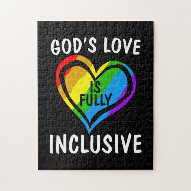 God's Love Is Fully Inclusive Christian Gay Pride Jigsaw Puzzle (Vertical)