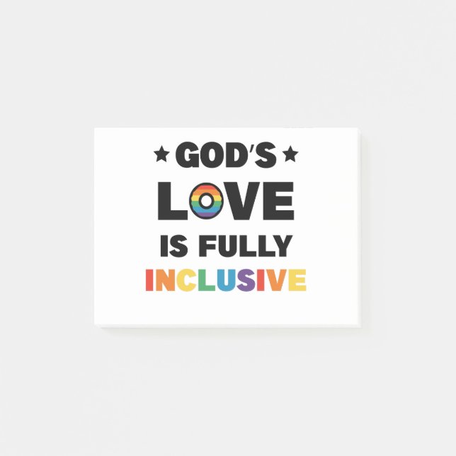 God's Love Is Fully Inclusive Gay LGBT Pride Month Post-it Notes (Front)