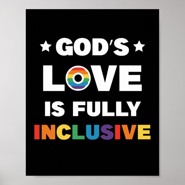 God's Love Is Fully Inclusive Gay LGBT Pride Month Poster (Front)
