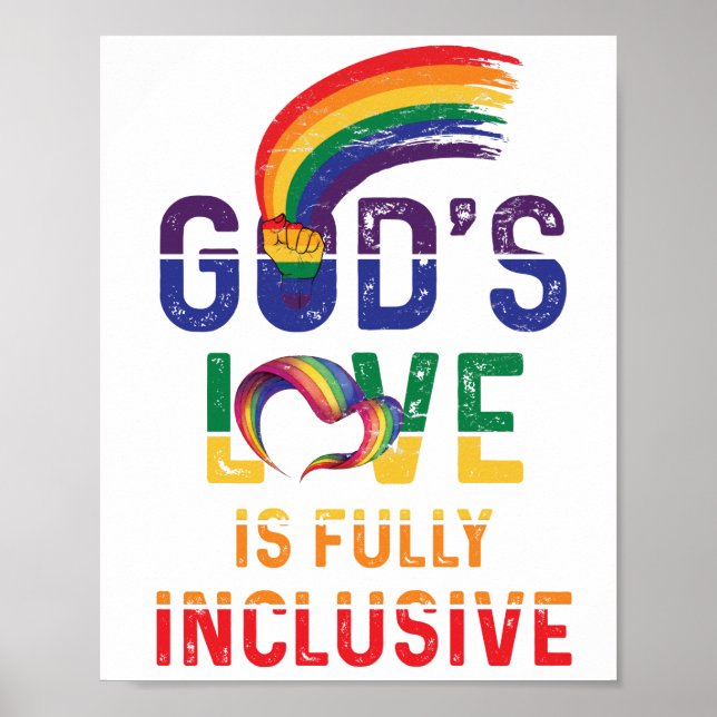 God's Love Is Fully Inclusive LGBTQ Ally Gay Pride Poster (Front)
