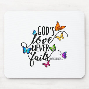 God's Love Never Fails - Butterfly Art - Religious Mouse Mat