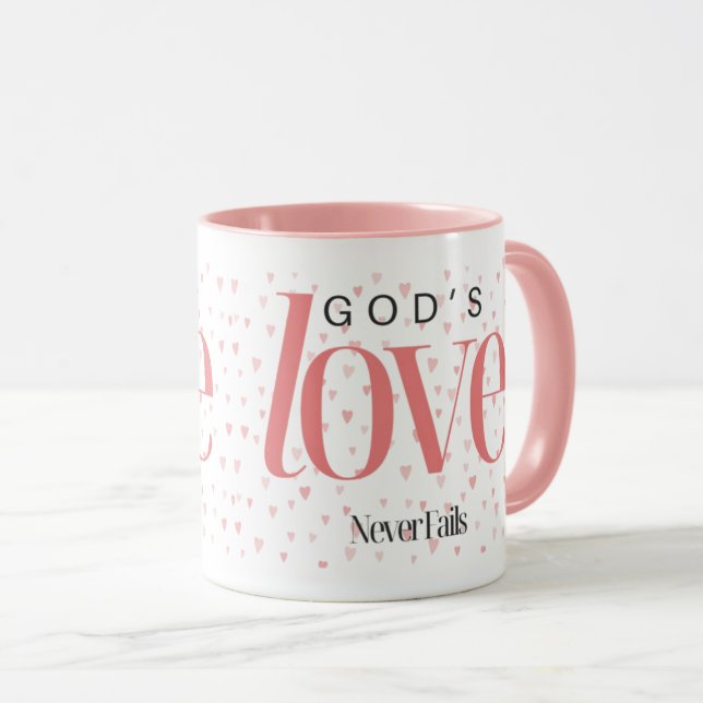 God's Love Never Fails Mug (Front Right)