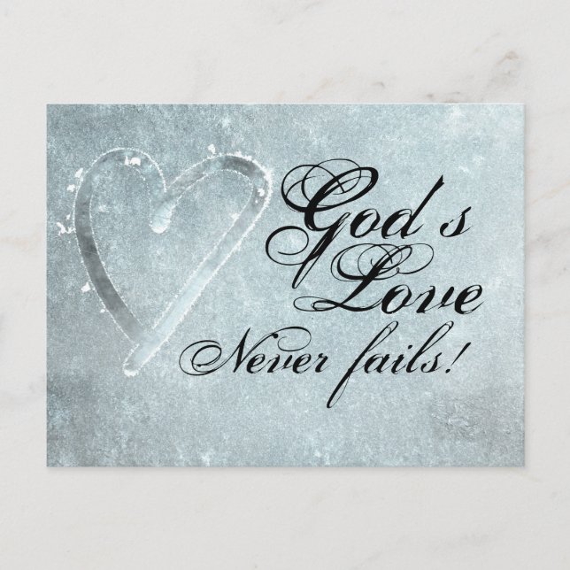 God's Love Never Fails Valentine's Day Postcard (Front)