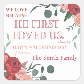 God's Love Valentine Treat Bag Sticker Watercolor 