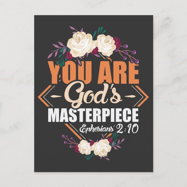 God's Masterpiece Ephesians 2:10 Bible Verse Postcard (Front)