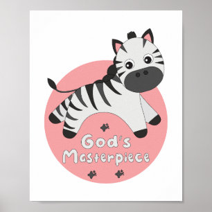 God's masterpiece Kawaii happy baby zebra jumping Poster