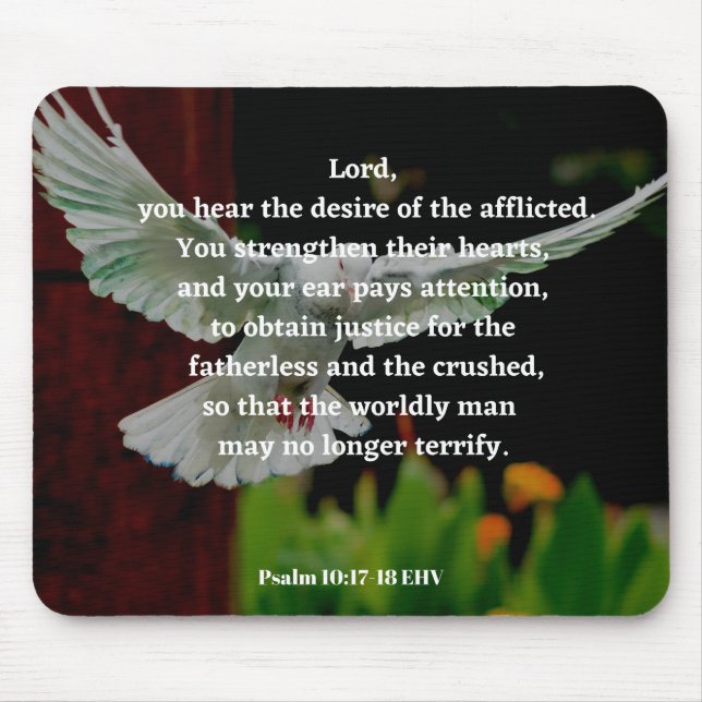 God's Mercy Bible Verse Psalm 10:17-18 Christian Mouse Mat (Front)