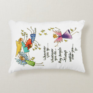 God's Messengers Watching Over you prayer coloured Decorative Cushion