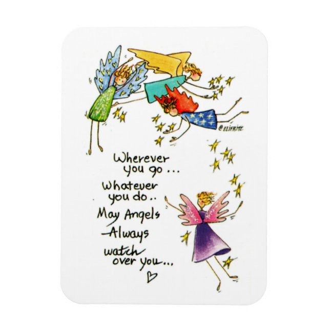 God's Messengers Watching Over you saying colored  Magnet (Vertical)
