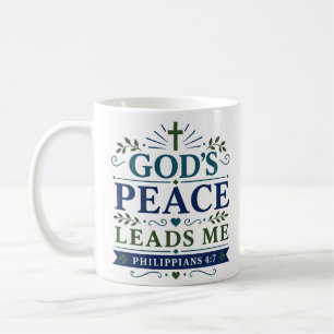 God's Peace Leads Me Morning Prayer Quote Coffee Mug