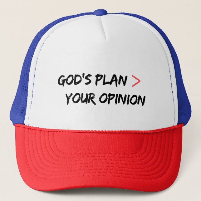 Gods Plan Beats Your Opinion Christian Hat (Front)