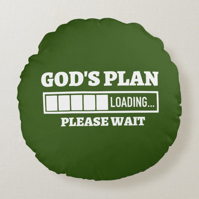 God's Plan Loading Please Wait Forest Green Pillow (Front)
