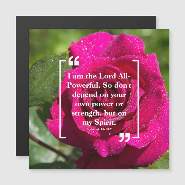 God's Power: Holy Spirit Pink Rose Magnet Card (Front/Back)