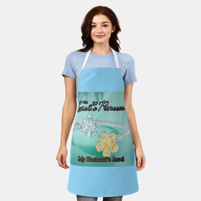 God's Princess Bling Light Turquoise Apron (Worn)