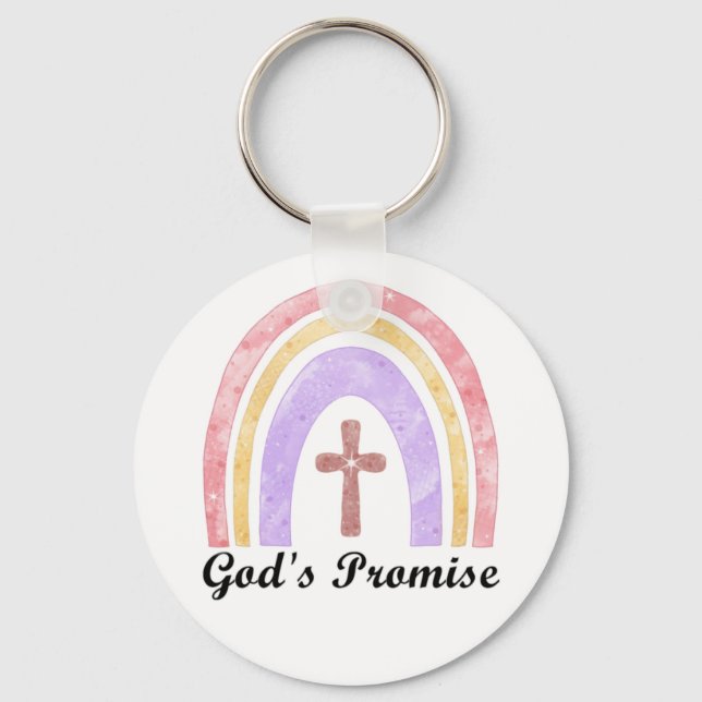 Gods Promise Rainbow and Cross | Key Ring (Front)