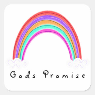 "Gods Promise" Rainbow Square Sticker