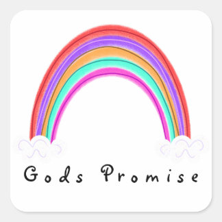 "Gods Promise" Rainbow Square Sticker