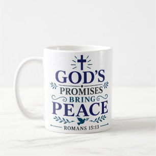 God's Promises Bring Peace Morning Devotion Quote Coffee Mug