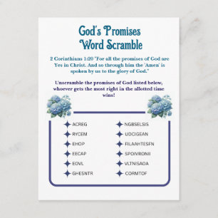 God's Promises Word Scramble Game Card