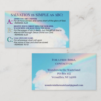 God's Rainbow Christian Gospel ABC Salvation KJV  Business Card