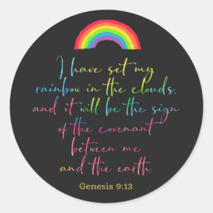 God's Rainbow Genesis 9 Christian Bible Verse Classic Round Sticker