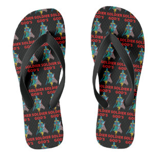 God's Soldier In Arms Black All-Over Print Unisex Flip Flops