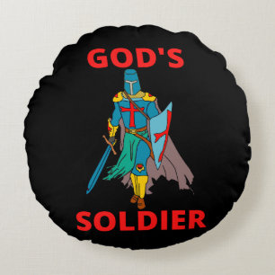 God's Soldier In Arms Round Cushion