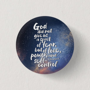 GOD's Spirit of Love - NO FEAR - Bible Verse 3 Cm Round Badge