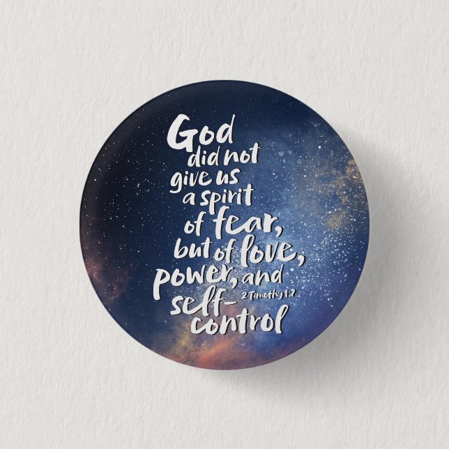 GOD's Spirit of Love NO FEAR Bible Verse Christian 3 Cm Round Badge (Front)