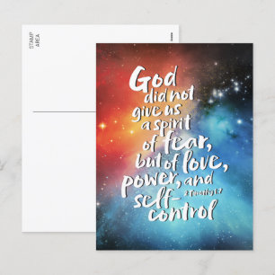 GOD's Spirit of Love - NO FEAR - Bible Verse Holiday Postcard
