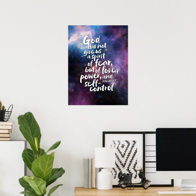 GOD's Spirit of Love - NO FEAR - POWER Bible Verse Poster (Home Office)