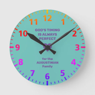 GOD'S TIMING ALWAYS PERFECT   Personalised Aqua Round Clock