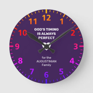 GOD'S TIMING ALWAYS PERFECT   Personalised Purple Round Clock