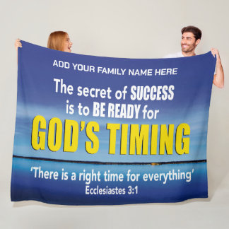 GOD'S TIMING Christian Bible Personalised Family Fleece Blanket