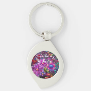 God's Timing is Perfect Floral Personalised Key Ring
