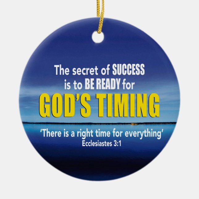 GODS TIMING Success Christian Ceramic Tree Decoration (Front)