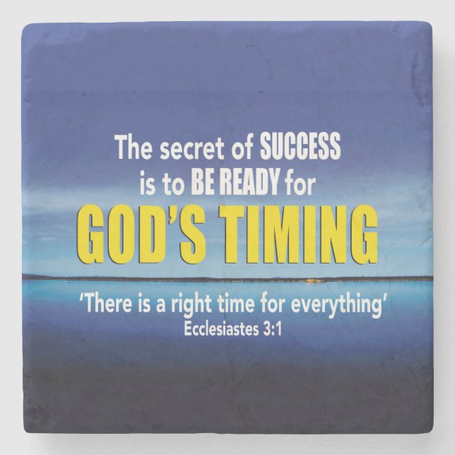 GODS TIMING Success Christian Inspirational Stone Coaster (Front)