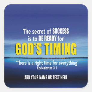GODS TIMING Success Christian Square Sticker