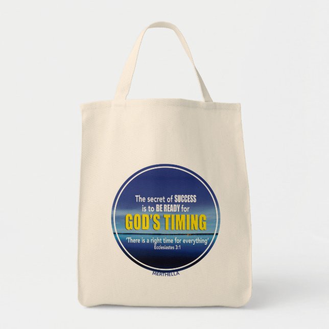 GODS TIMING Success Christian Tote Bag (Front)