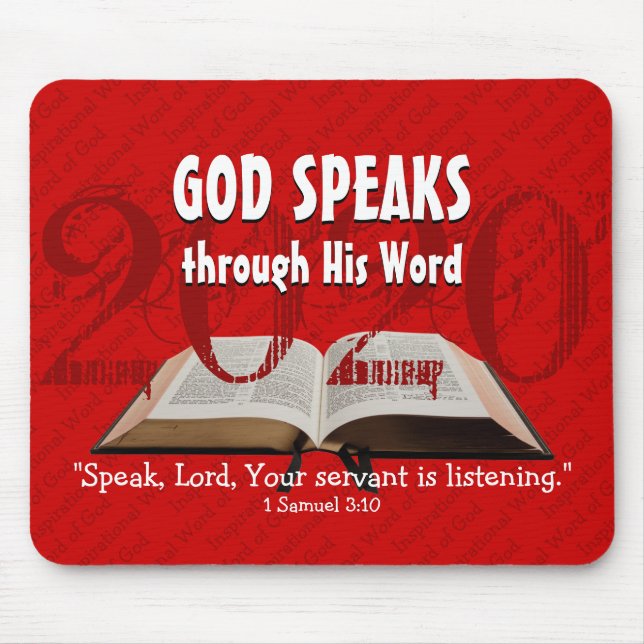 GOD'S WORD | Bible Year 2020 Custom Scripture RED Mouse Mat (Front)