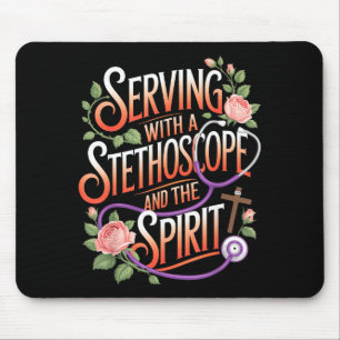 God's Work In Scrubs Jesus Faith God Cna Christian Mouse Mat