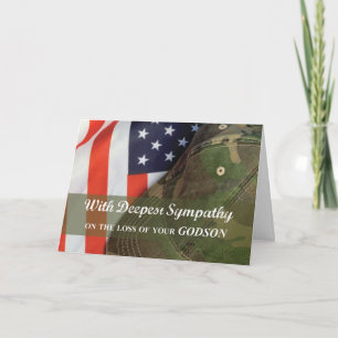 Godson Army Military Soldier Sympathy Hat w/ Flag Card