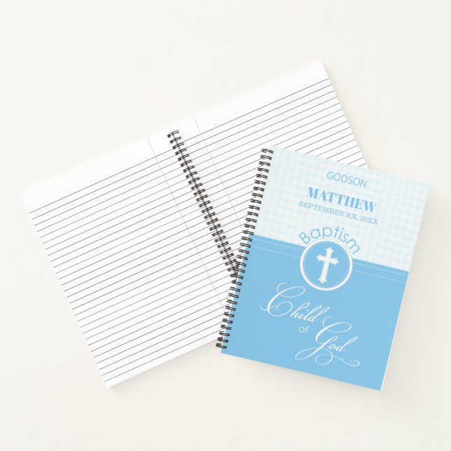Godson Baptism Blue Child of God Personalised Notebook (Inside)