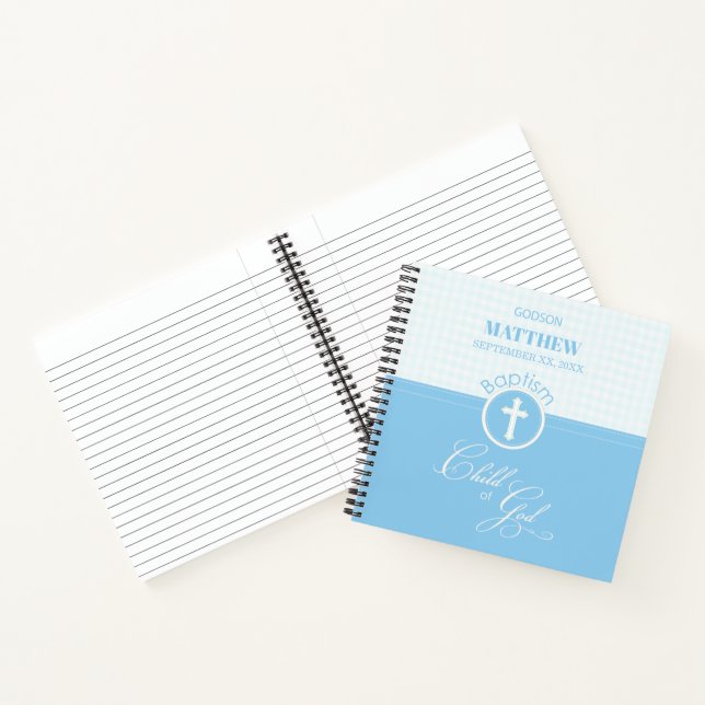 Godson Baptism Blue Child of God Personalised Notebook (Inside)