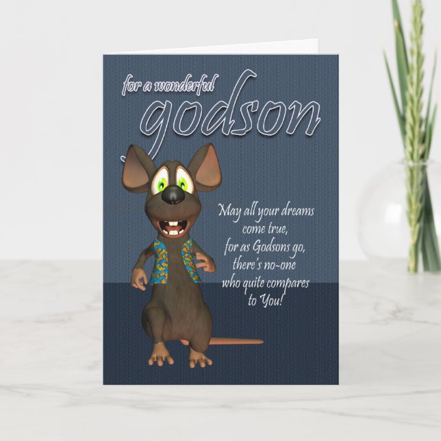 Godson Birthday Card - With Funky Mouse (Front)